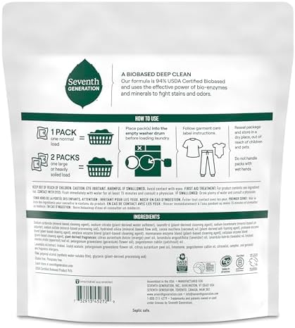 Seventh Generation Laundry Detergent Packs Lavender 64 Count Biobased Deep Clean EPA Safer Choice Certified
