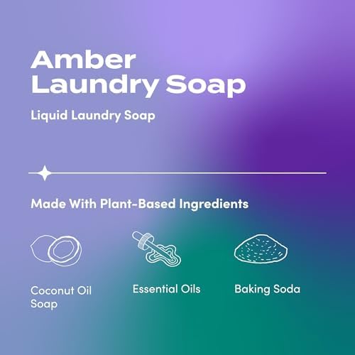 Indigo Wild Zum Clean Plant-Based Laundry Soap with Essential Oils & Baking Soda - Amber Scent 64 fl oz