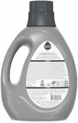 Seventh Generation Liquid Laundry Detergent Power+ Fights Stains 50 Loads 87.5 Fl Oz EPA Safer Choice